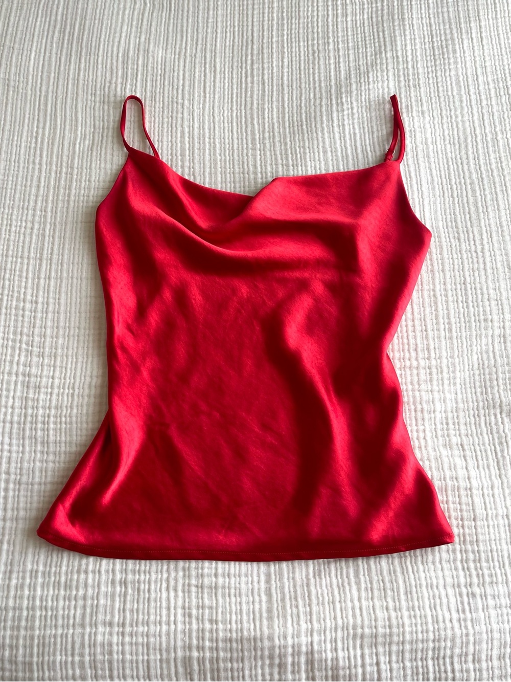 Audrey 3plus1 cherry red silk spaghetti strap top size large